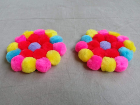 AussieSuperStore Handmade Products Pom Pom Coasters (in 2 colors) Pom Pom Coasters | Weaved placemats or coasters